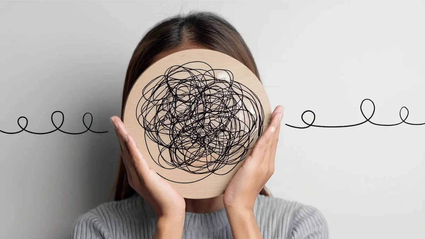 Overwhelmed mom managing mental load of family tasks and responsibilities